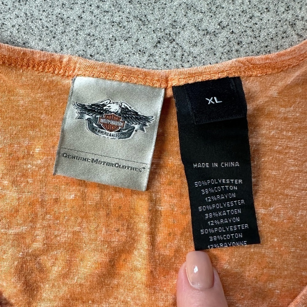 WOMEN’S HARLEY DAVIDSON TATTOO WILLIE G RHINESTONE BUTTON HENLEY TANK TOP XL - Picture 7 of 13